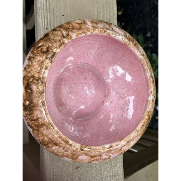 Vintage Frank Mareno California Pottery Planter Bowl Pink Brown Drip Glaze MCM - Picture 5 of 8